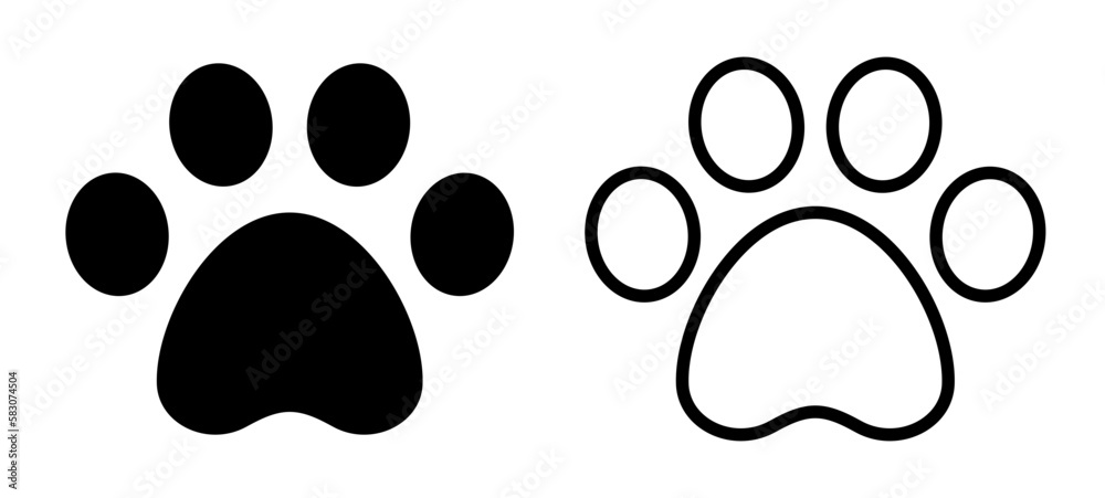 Icon set, paw print. Animal paw. Icon set, paw print. Animal paw.