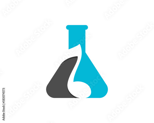 Music note inside the laboratory test tube logo