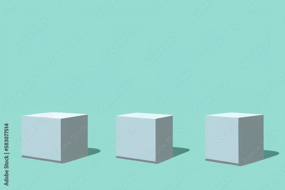 3d vector product display pedestal, green podium background, 3d rendered