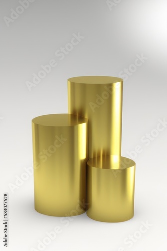 gold podium on white background. pedestal for product display, 3d rendered