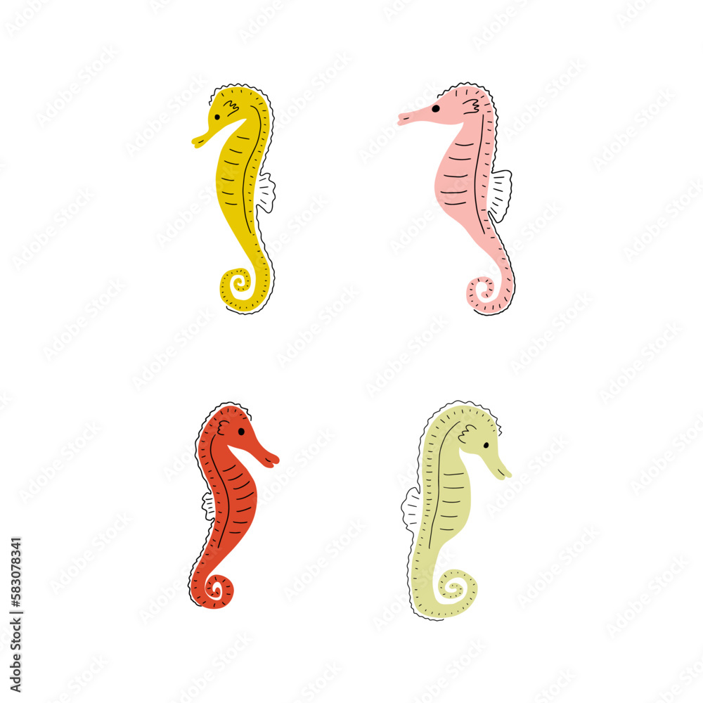 Seahorse Character sea animal on deep background. Wild life illustration. Underwear world. Vector illustration. Seahorse Character sea animal on deep background. Wild life illustration. Underwear world. Vector illustration.