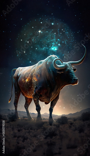 Taurus zodiac, stars background, smartphone wallpaper, (generated ai)