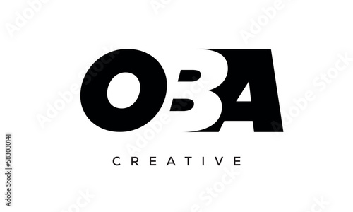 OBA letters negative space logo design. creative typography monogram vector	 photo