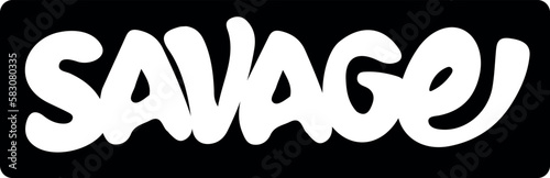 white savage word framed in black rounded corner banner