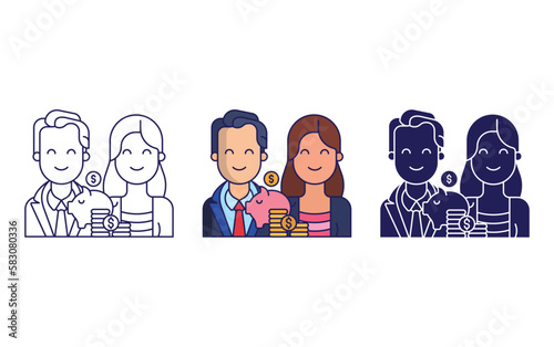 investment Couple vector icon