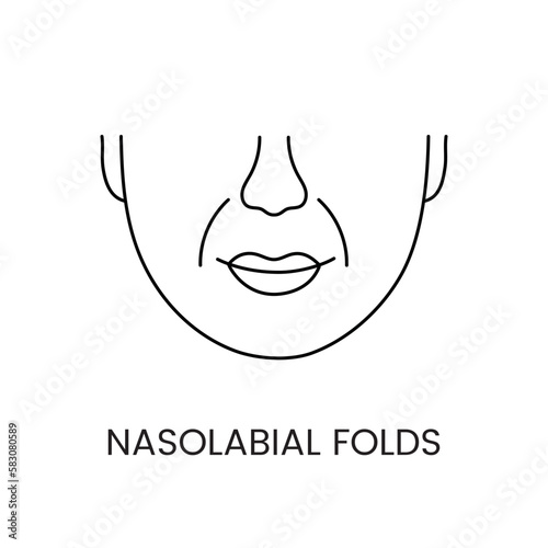 Nasolabial folds line icon in vector, illustration of a man with age-related changes on his face