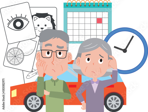 自動車運転免許更新時の認知機能検査イメージイラスト