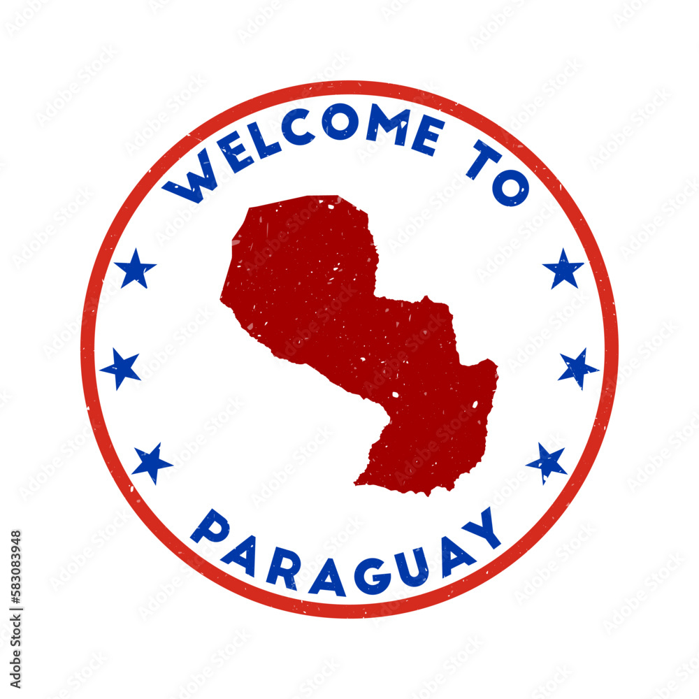 Welcome to Paraguay stamp. Grunge country round stamp with texture in Blue Hour color theme. Vintage style geometric Paraguay seal. Trendy vector illustration. Welcome to Paraguay stamp. Grunge country round stamp with texture in Blue Hour color theme. Vintage style geometric Paraguay seal. Trendy vector illustration.