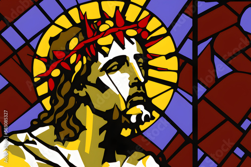 Jesus Christ close up abstract portrait colorful illustration  AI generated