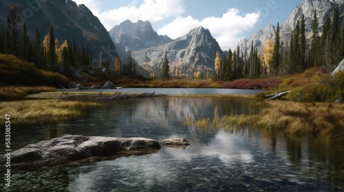 Immersive Landscape and Jungle with Rivers, Mountains, and Trees: Experience the Beauty of Nature | High-Quality Stock Image 