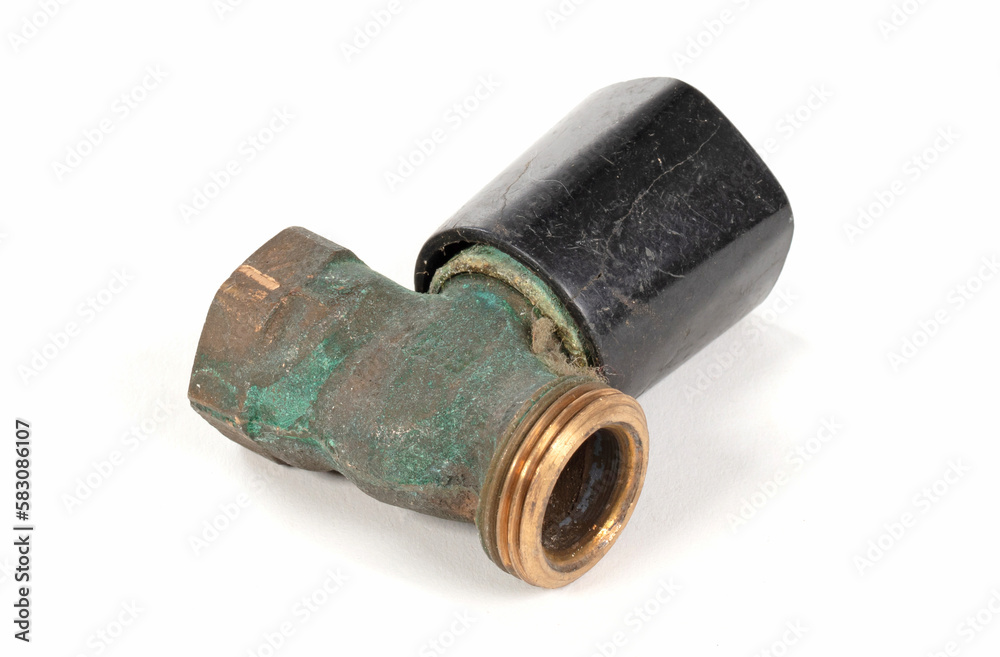 Brass fitting for plumbing pipes, old radiator knob Brass fitting for plumbing pipes, old radiator knob