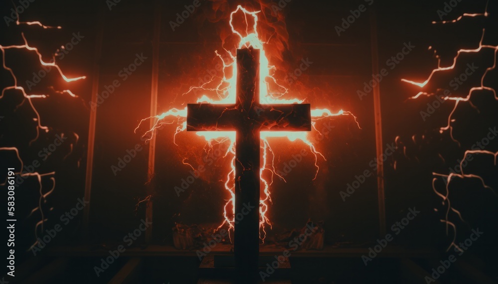 Red Satanic Color Exorcism red satanic cross fantasy background concept generative ai ...