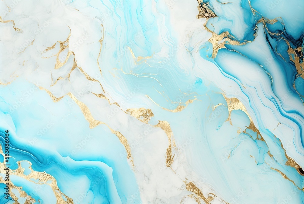 blue and golden marble backdrop banner for trendy interior design generative ai