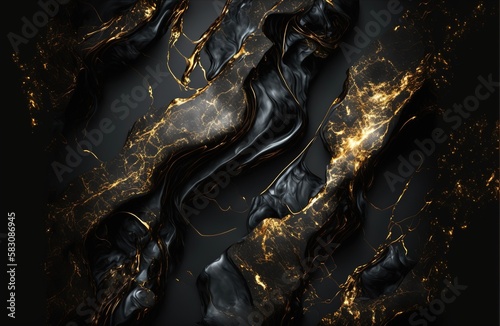 trending black and golden marble texture banner for elegant decor generative ai