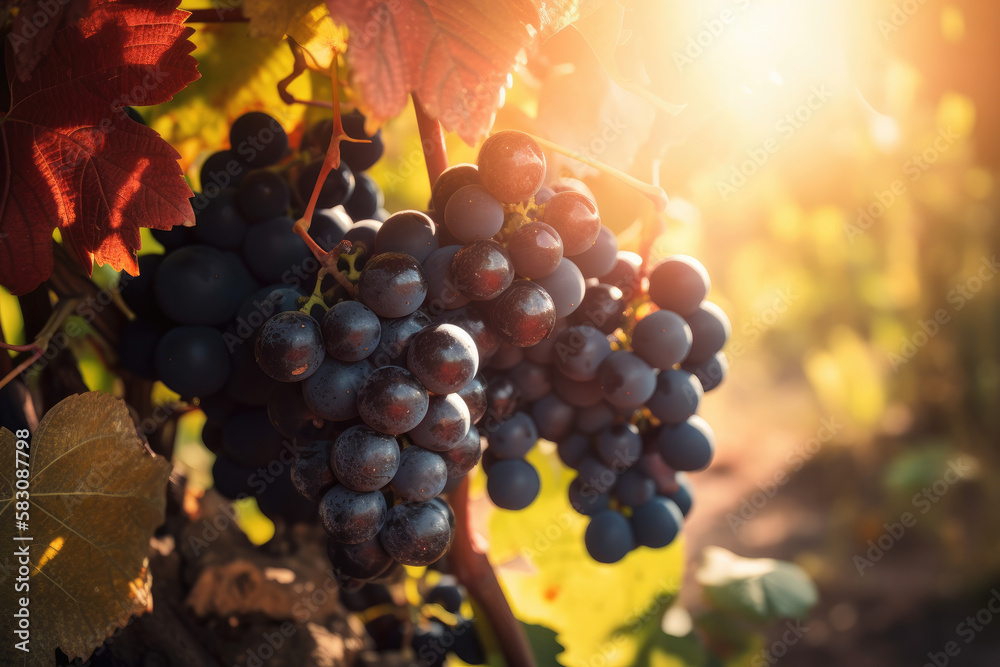 Grapes in vineyard created with AI	