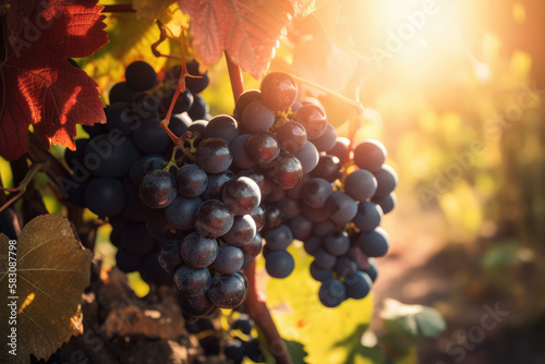 Grapes in vineyard created with AI 