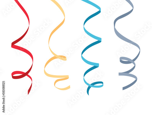 Set of colored vertical twisted rolled ribbons