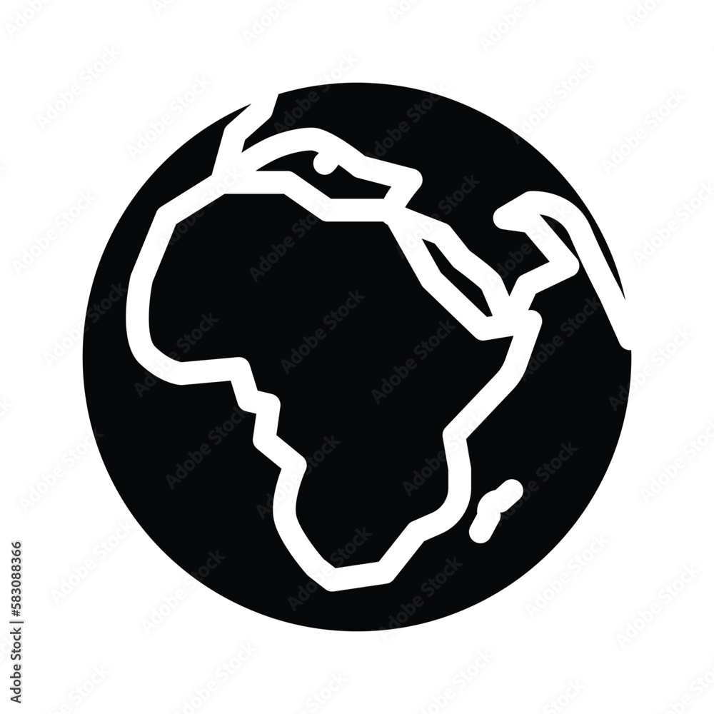 africa earth planet map glyph icon vector illustration africa earth planet map glyph icon vector illustration