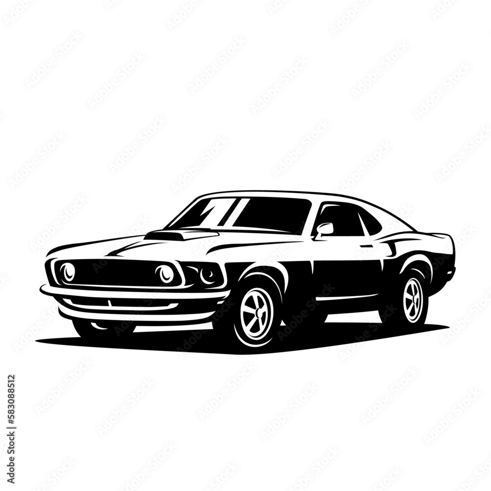 American Muscle Car Design Template. Classic Vintage Retro Car. Vector and illustration. - obrazy, fototapety, plakaty 