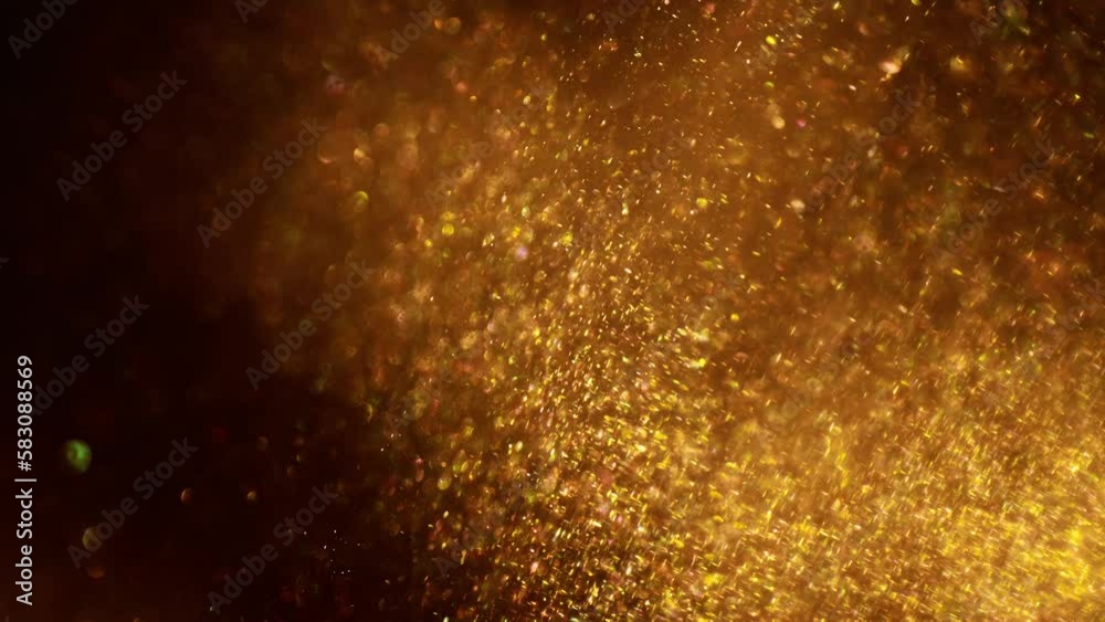 Hypnotic Patterns of Shimmering Golden Particles in Motion on Black Background 4k Footage Snow Particles Background. Hypnotic Patterns of Shimmering Golden Particles in Motion on Black Background 4k Footage Snow Particles Background.