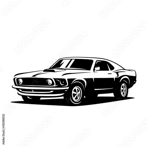American Muscle Car Design Template. Classic Vintage Retro Car. Vector and illustration.