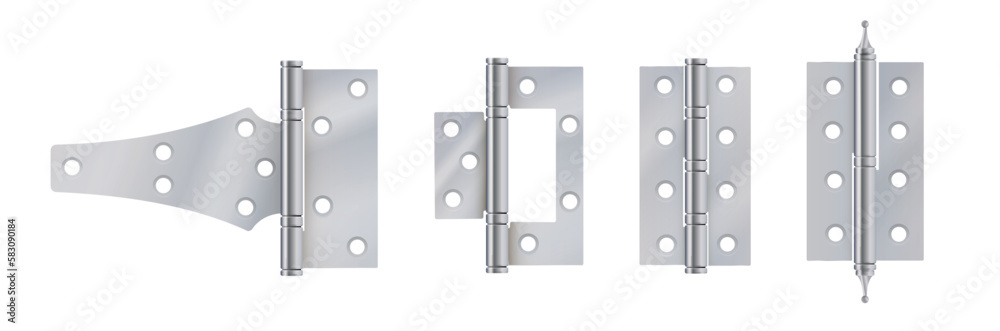 Section of steel door hinges. Door hinges vector Section of steel door hinges. Door hinges vector