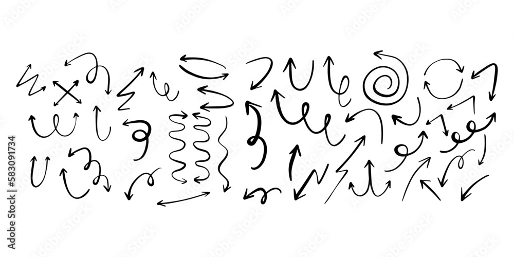 Arrows set icons. Set different arrows or web design. Symbols that show directions. Vector illustration isolated on white background. Arrows set icons. Set different arrows or web design. Symbols that show directions. Vector illustration isolated on white background.