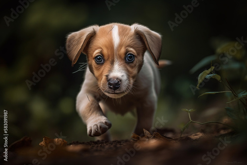 image of a cute little and cuddly puppy walking illustration  picture  wallpaper AI generated 