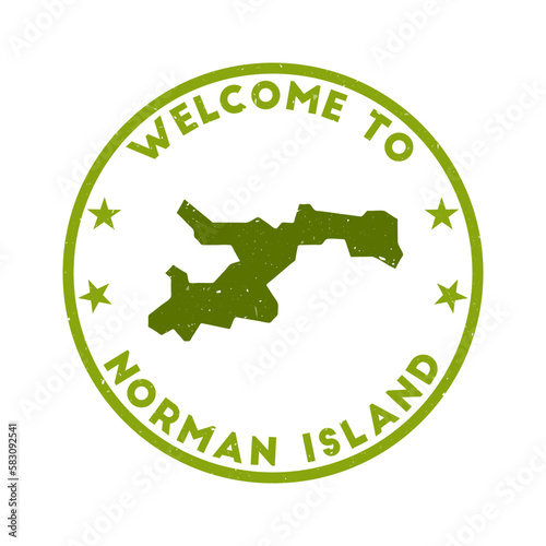 Welcome to Norman Island stamp. Grunge island round stamp with texture in Gameboy screen color theme. Vintage style geometric Norman Island seal. Amazing vector illustration.