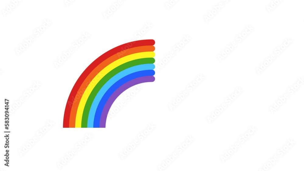 Animated cheerful multi colored striped rainbow of seven primary colors of main one grows and hides. Red, orange, yellow, green, blue, blue, purple. Cartoon looped video isolated on white background Animated cheerful multi colored striped rainbow of seven primary colors of main one grows and hides. Red, orange, yellow, green, blue, blue, purple. Cartoon looped video isolated on white background
