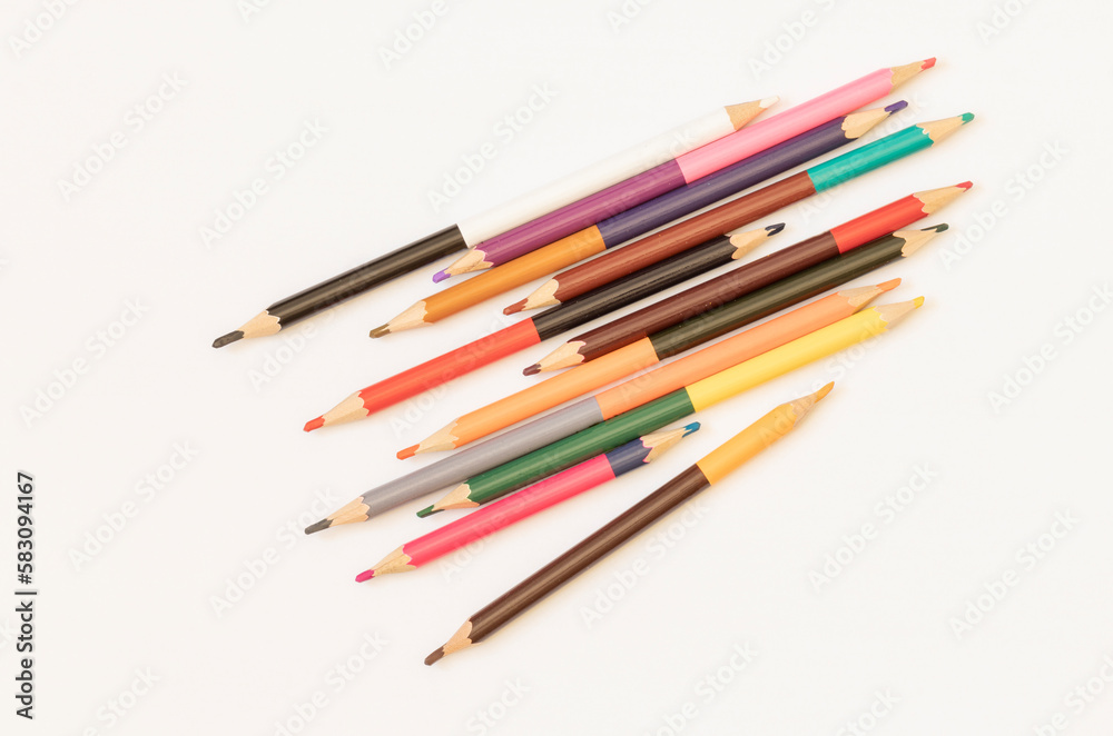 Colour pencils. Pencils on a light background.