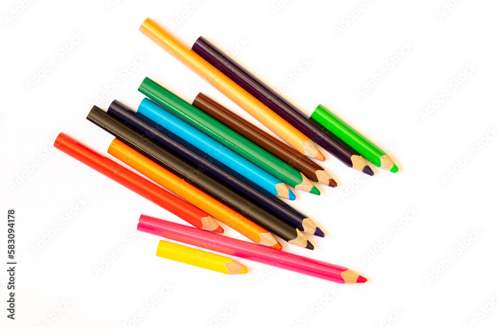Colour pencils. Pencils on a light background.