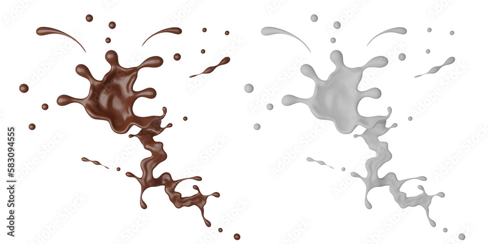 Obraz premium Milk and Chocolate splash png file , 3D Rendering, 3D illustration