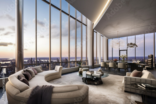 Luxury penthouse villa living room. High class real estate. © Artofinnovation