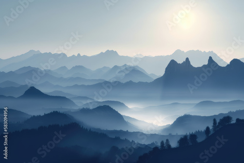 Misty landscape with mountains created with AI   © thejokercze