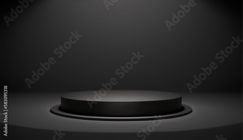 Elevate your product launch with this sleek black pedestal