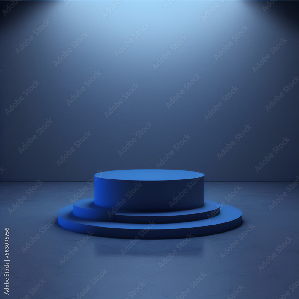 Blue display stand for beauty products