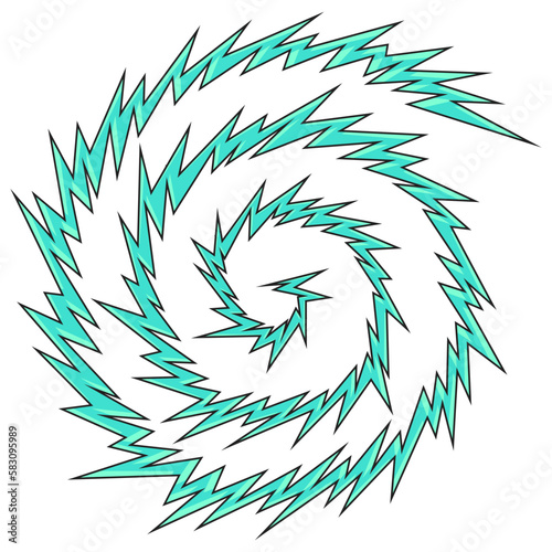 Abstract spiral spike line pattern. Rotating jagged line pattern