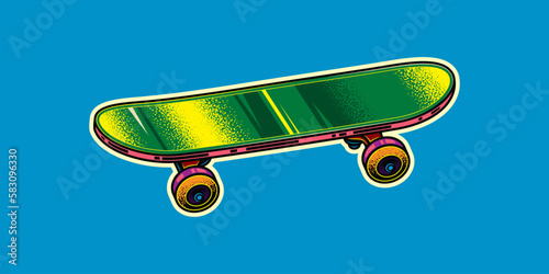 Vintage skateboard in neon style. Original vector illustration.