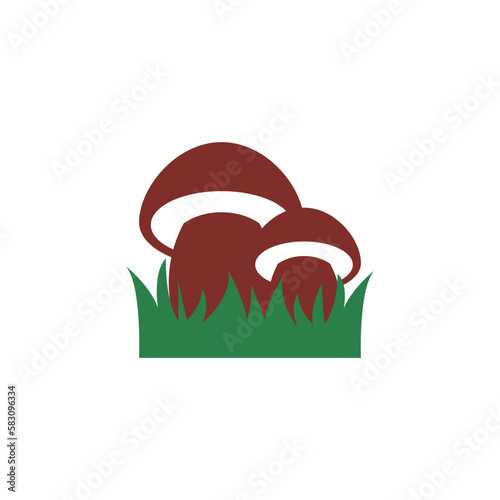 Mushroom vector logo design. Two mushrooms together.