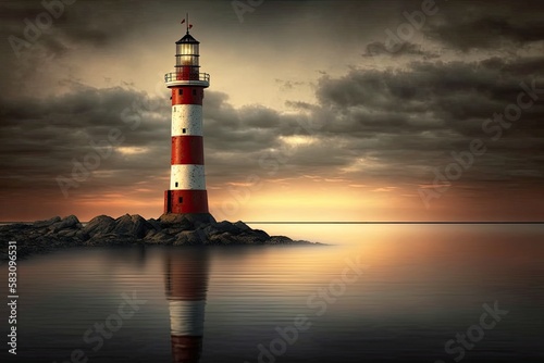 Lighthouse at sunset background