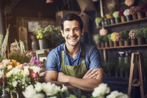 Portrait of smiling florist in flower shop