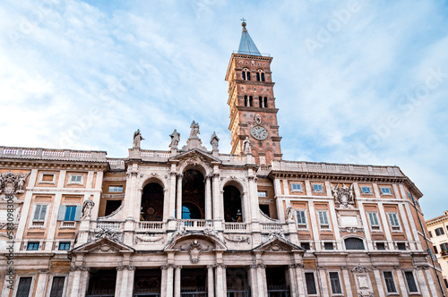The fasade of the Basilica of Santa Maria Maggiore in Rome, Italy, Europe.