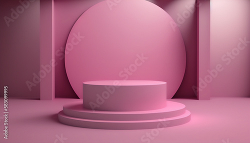 A vibrant pink pedestal for your product display