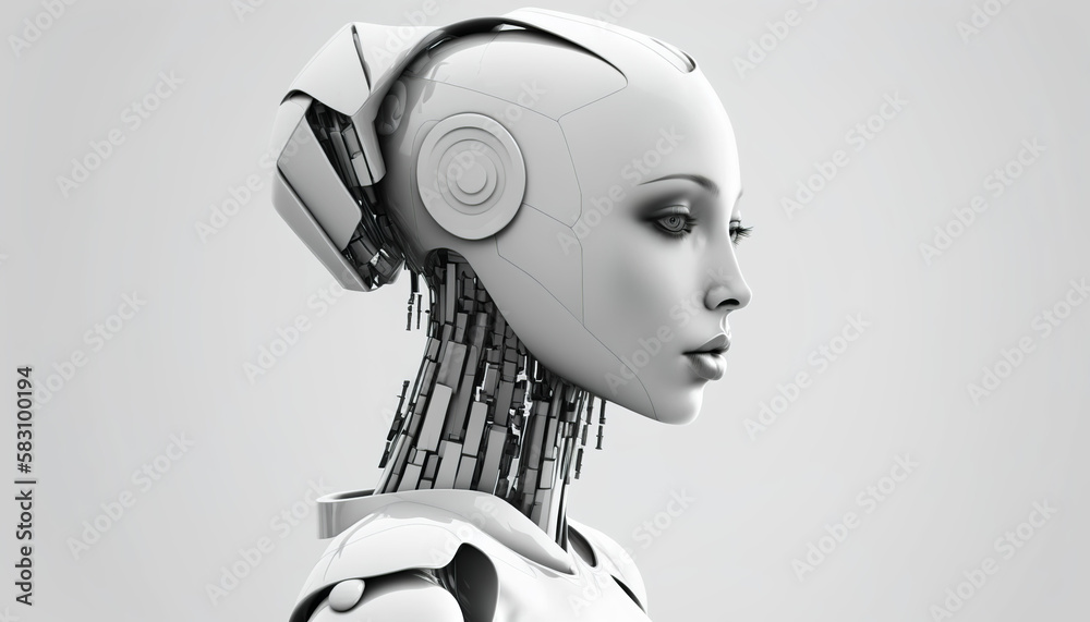 3D render of a humanoid white woman robot, Cyber woman, Generative AI 3D render of a humanoid white woman robot, Cyber woman, Generative AI