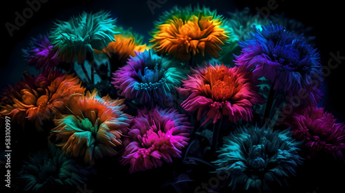 Flowers colorful. Colorful chrysanths background. Generative AI