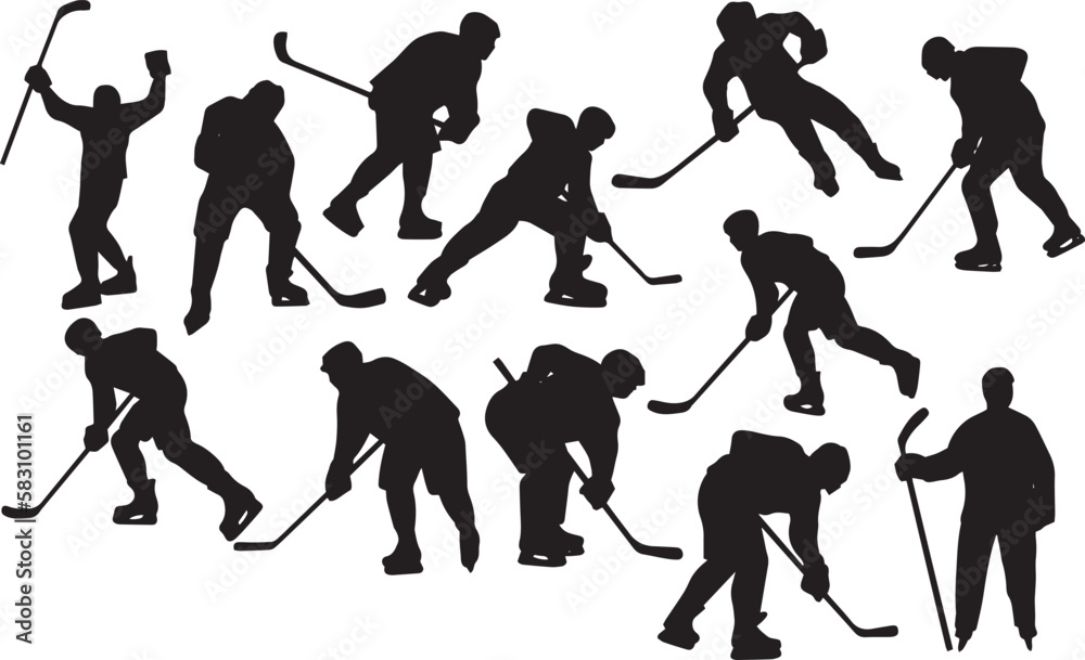 Ice hockey icons with caption hockey vector image, Hockey players