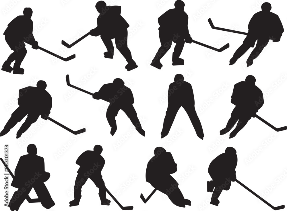 Ice hockey icons with caption hockey vector image, Hockey players
