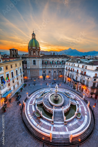 Palermo, Italy with the Praetorian Fountain photo