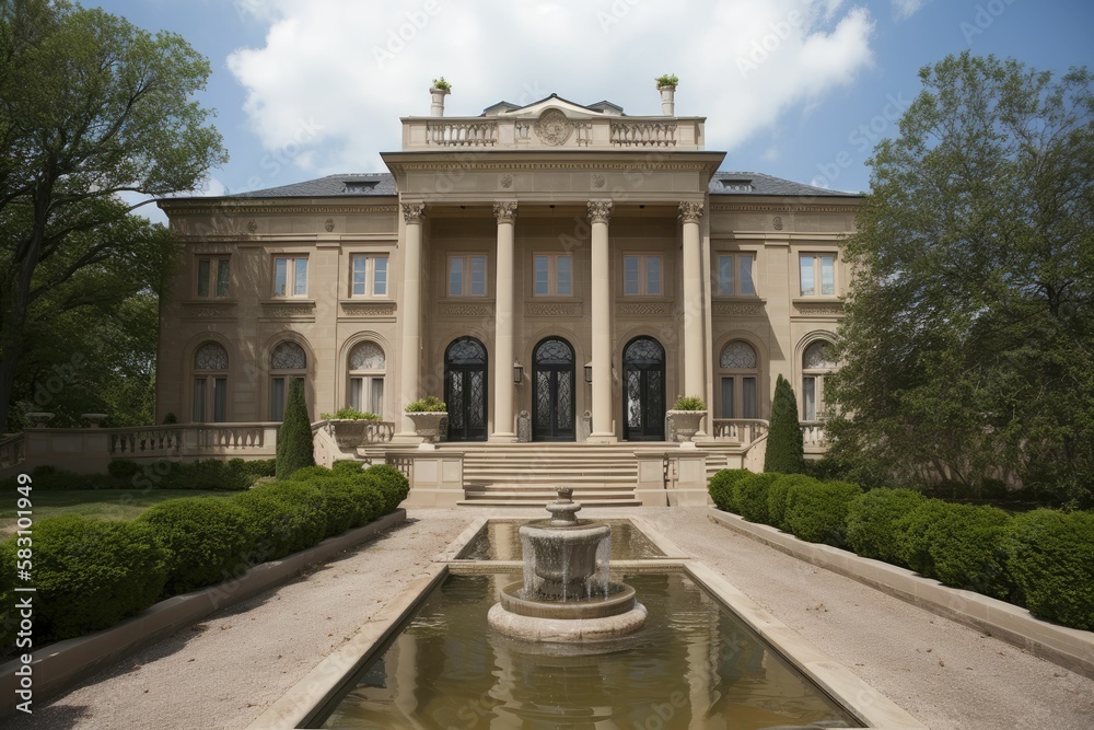 Obraz premium palace with a fountain. Generative AI